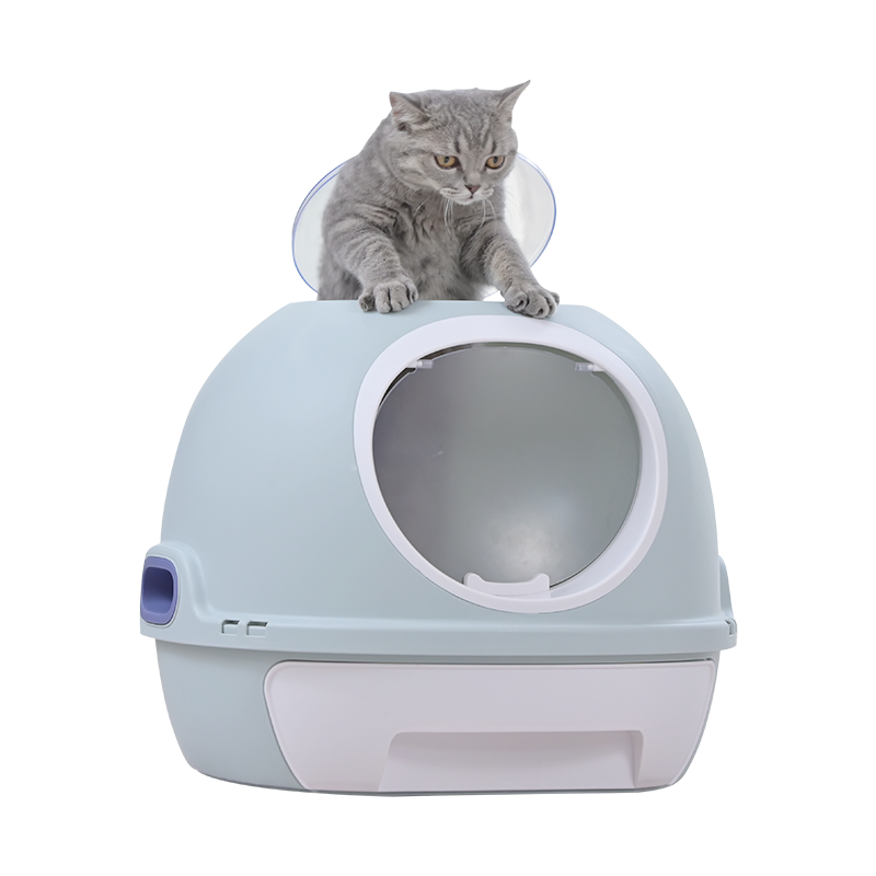 YES4PETS Hooded Cat Toilet Litter Box Tray House With Drawer & Scoop Blue-0