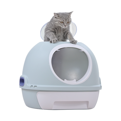 YES4PETS Hooded Cat Toilet Litter Box Tray House With Drawer & Scoop Blue-0