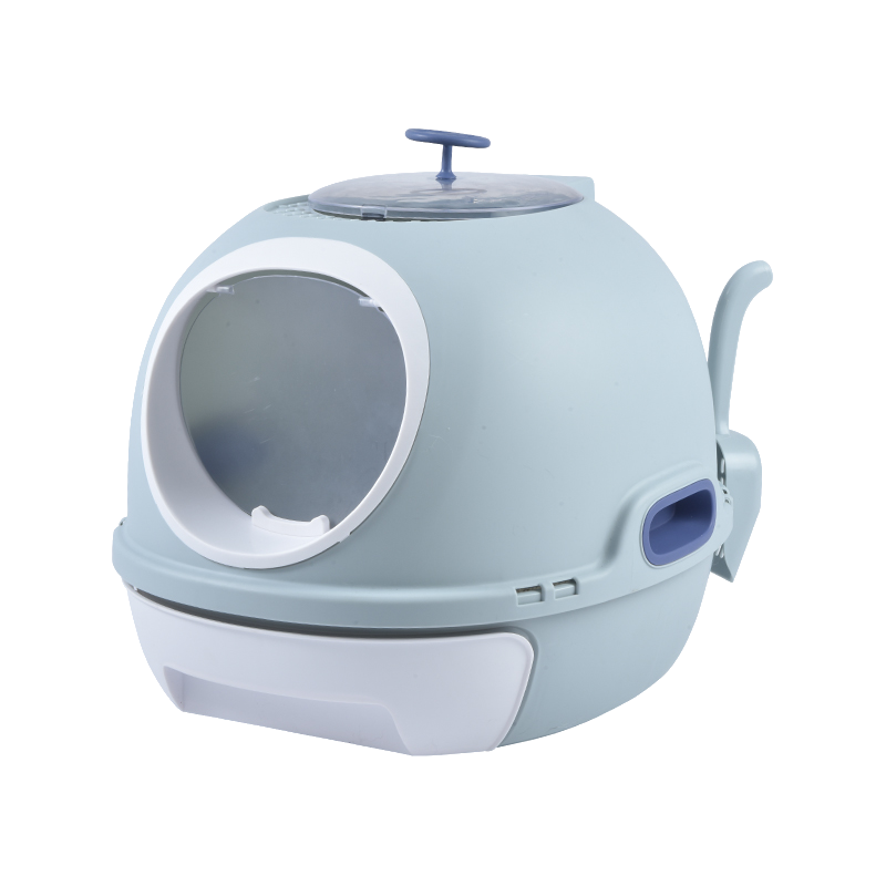 YES4PETS Hooded Cat Toilet Litter Box Tray House With Drawer & Scoop Blue-1