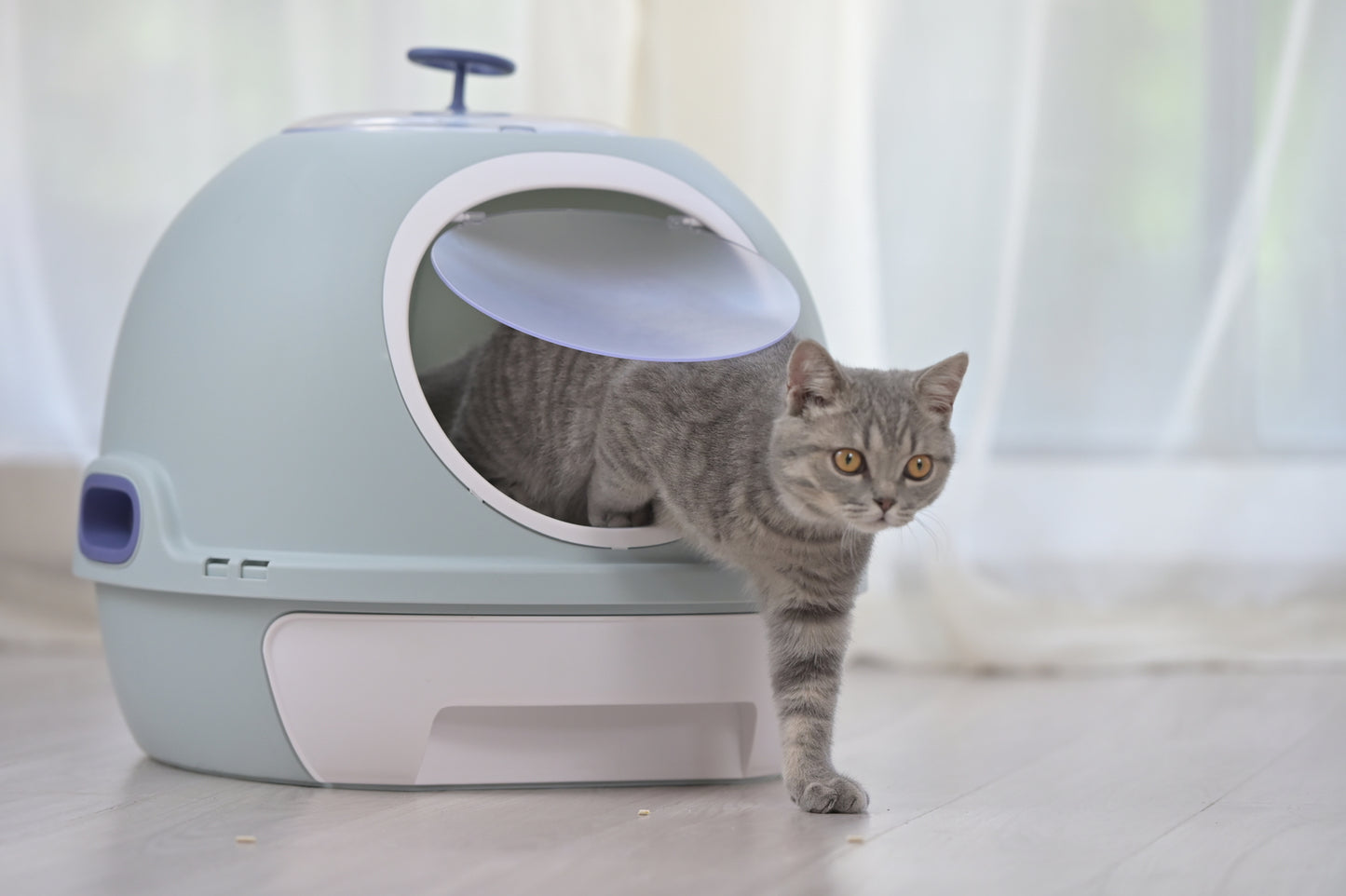 YES4PETS Hooded Cat Toilet Litter Box Tray House With Drawer & Scoop Blue-3