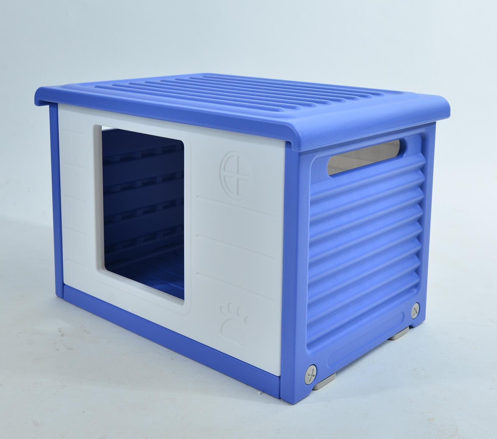 YES4PETS Small Plastic Pet Dog Puppy Cat House Kennel Blue-2