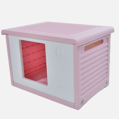 YES4PETS Small Plastic Pet Dog Puppy Cat House Kennel Pink-0