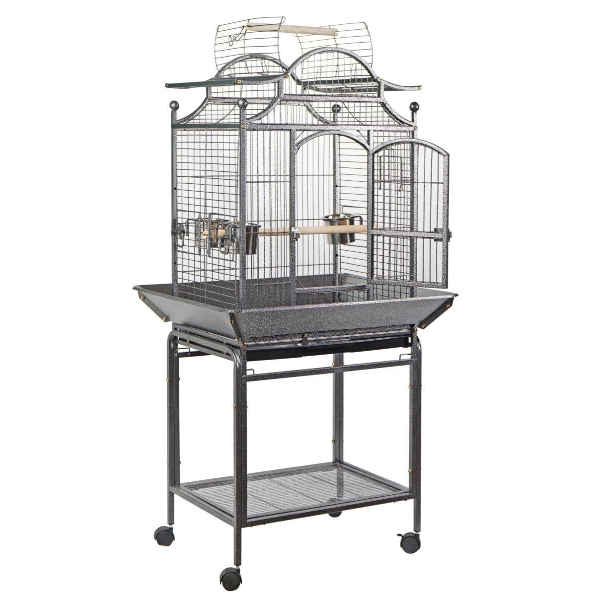 YES4PETS Large Bird Budgie Cage Parrot Aviary Carrier With Stand & Wheel-1