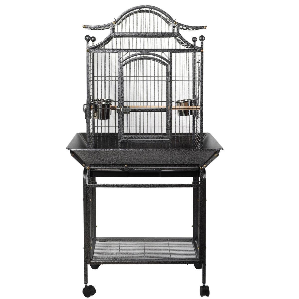 YES4PETS Large Bird Budgie Cage Parrot Aviary Carrier With Stand & Wheel-2