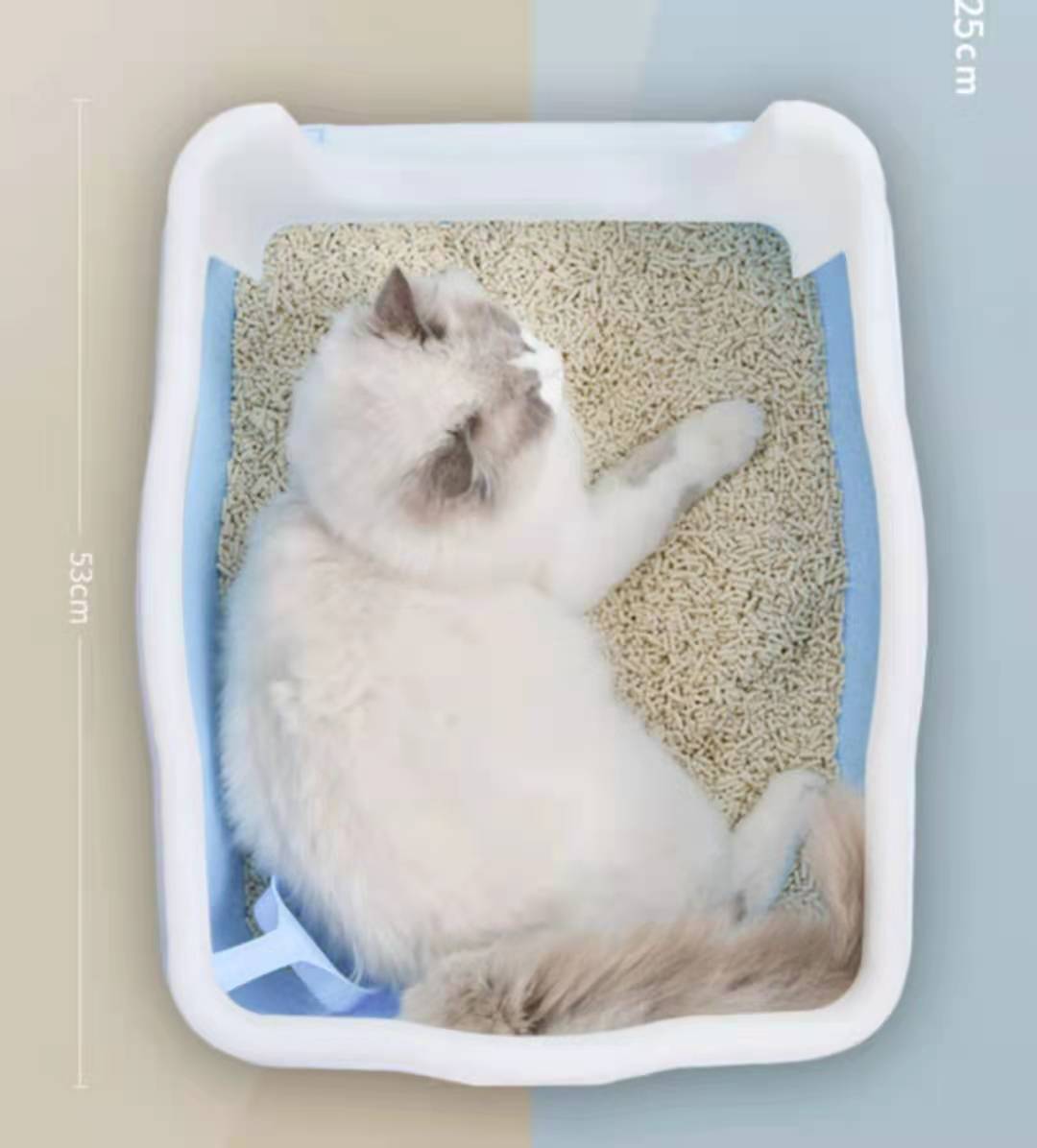 YES4PETS Large Deep Cat Kitty Litter Tray High Wall Pet Toilet Tray With Scoop Blue-4