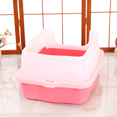 YES4PETS Large Deep Cat Kitty Litter Tray High Wall Pet Toilet Tray With Scoop Pink-1