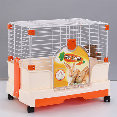 YES4PETS Small Orange Pet Rabbit Cage Guinea Pig Crate Kennel With Potty Tray And Wheel-0