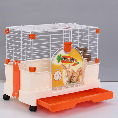 YES4PETS Small Orange Pet Rabbit Cage Guinea Pig Crate Kennel With Potty Tray And Wheel-1