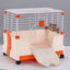 YES4PETS Small Orange Pet Rabbit Cage Guinea Pig Crate Kennel With Potty Tray And Wheel-3