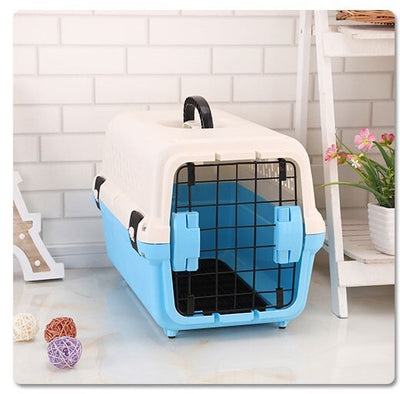 YES4PETS Small Portable Plastic Dog Cat Pet Pets Carrier Travel Cage With Tray-Blue-1