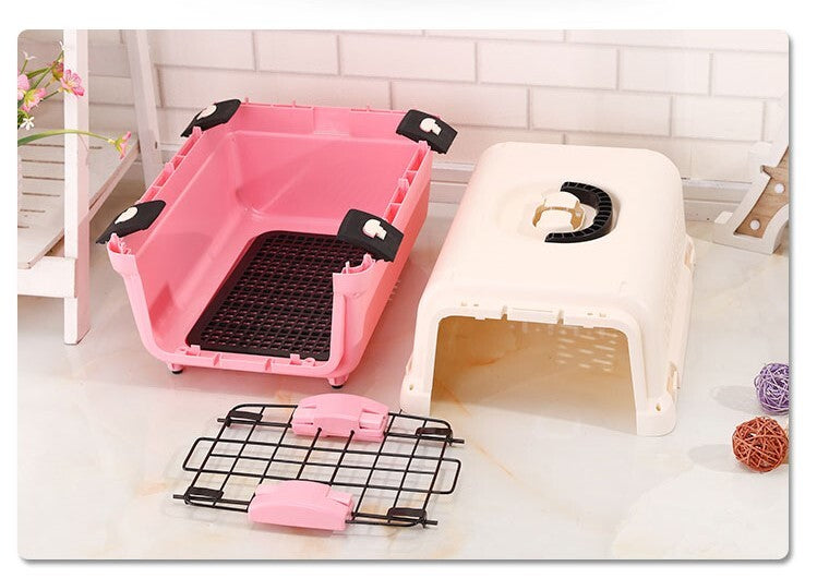 YES4PETS Small Portable Plastic Dog Cat Pet Pets Carrier Travel Cage With Tray-Pink-3