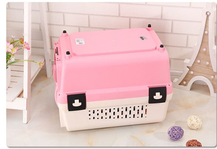 YES4PETS Small Portable Plastic Dog Cat Pet Pets Carrier Travel Cage With Tray-Pink-4