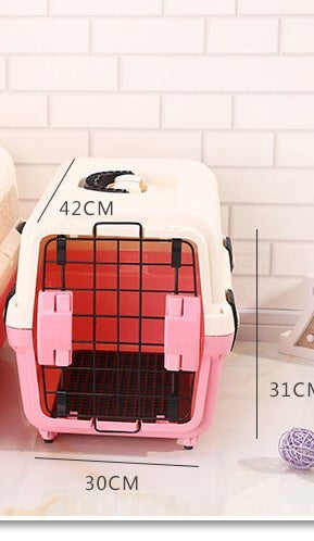 YES4PETS Small Portable Plastic Dog Cat Pet Pets Carrier Travel Cage With Tray-Pink-6