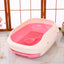 YES4PETS Large Portable Cat Toilet Litter Box Tray with Scoop and Grid Tray-Pink-1