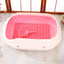 YES4PETS Large Portable Cat Toilet Litter Box Tray with Scoop and Grid Tray-Pink-2