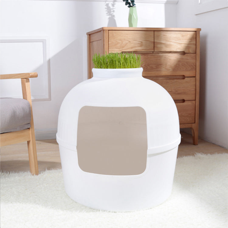 YES4PETS Multifunctional Cat Litter Box Pet Cat House Semi-Enclosed White-2