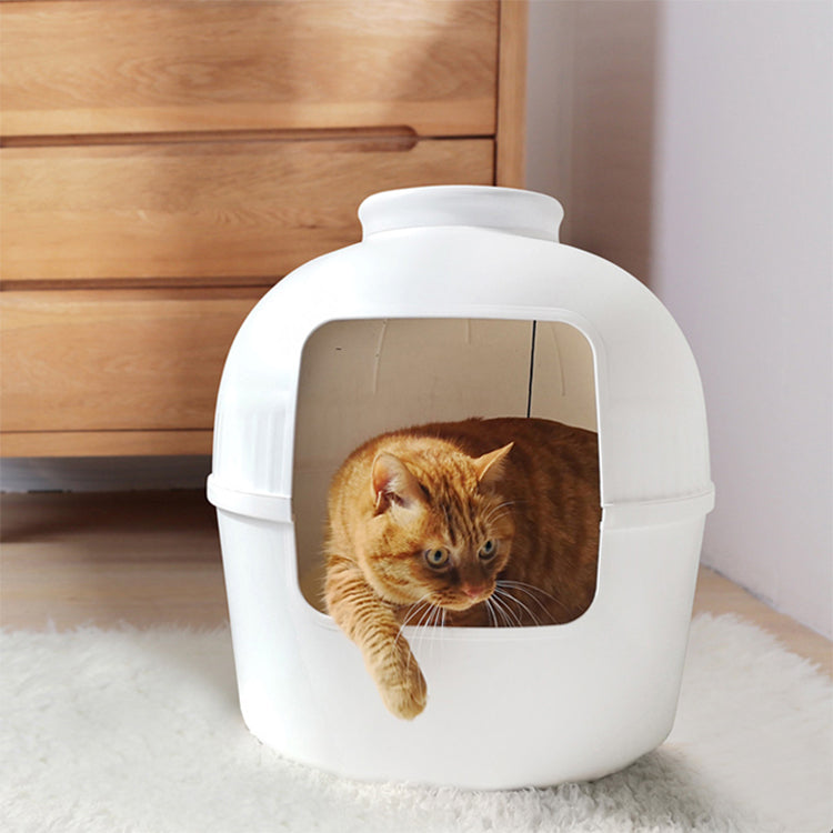 YES4PETS Multifunctional Cat Litter Box Pet Cat House Semi-Enclosed White-3