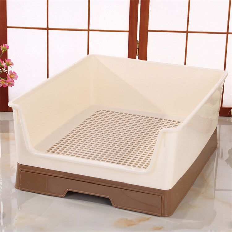 YES4PETS Medium Dog Potty Training Tray Pet Puppy Toilet Trays Loo Pad Mat With Wall Brown-1