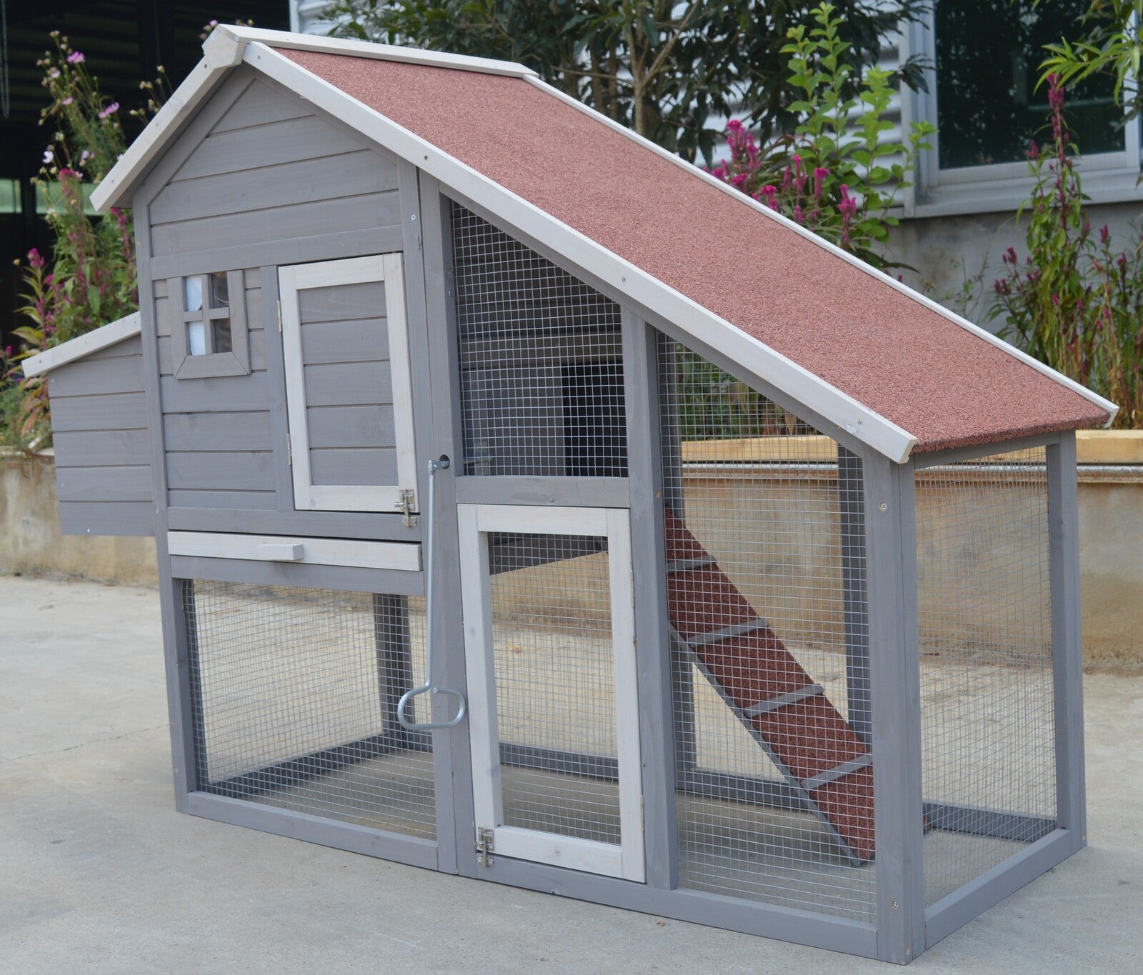 YES4PETS Grey Large Chicken Coop Rabbit Hutch Ferret Guinea Pig Cage Hen Chook Cat Kitten House-4