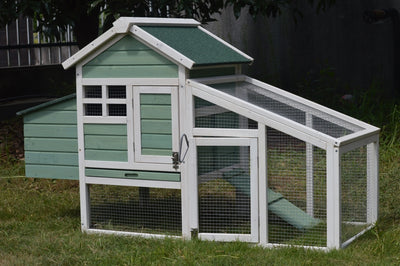 YES4PETS Green Small Chicken coop with nesting box for 2 Chickens / Rabbit Hutch-0