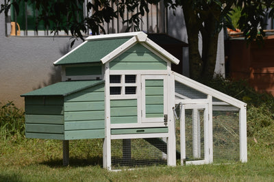 YES4PETS Green Small Chicken coop with nesting box for 2 Chickens / Rabbit Hutch-1