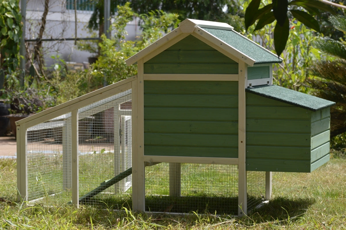 YES4PETS Green Small Chicken coop with nesting box for 2 Chickens / Rabbit Hutch-4