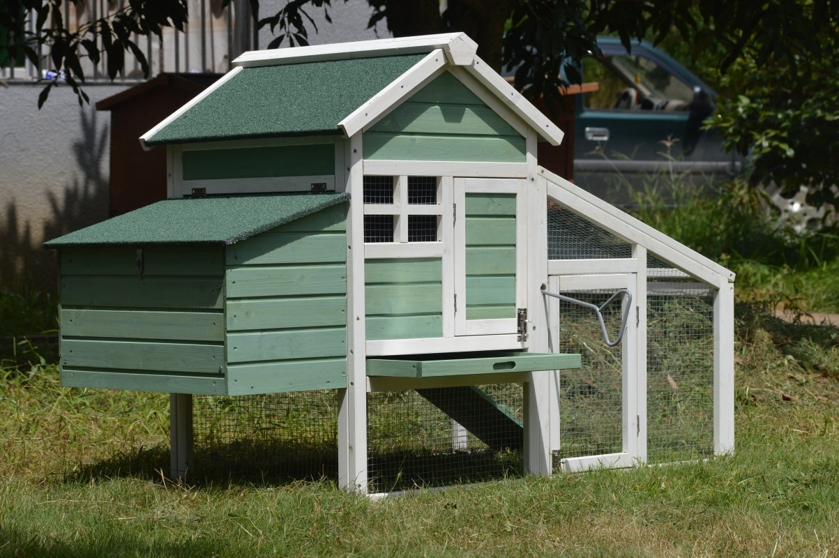 YES4PETS Green Small Chicken coop with nesting box for 2 Chickens / Rabbit Hutch-5