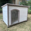 YES4PETS L Timber Pet Dog Kennel House Puppy Wooden Timber Cabin With Stripe White-0