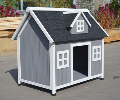 YES4PETS Grey Large Timber Pet Dog Puppy Wooden Cabin  Kennel Timber House-0