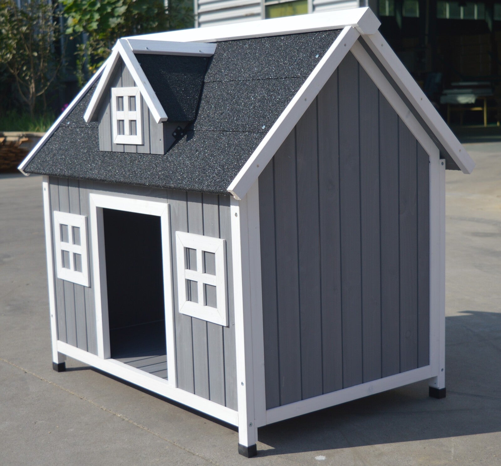 YES4PETS Grey Large Timber Pet Dog Puppy Wooden Cabin  Kennel Timber House-1