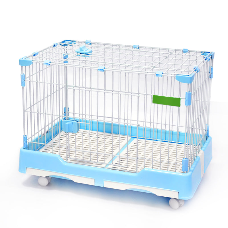 YES4PETS Large Blue Pet Dog Cage Cat Rabbit  Crate Kennel With Potty Pad And Wheel-0