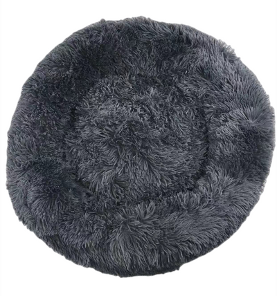 YES4PETS Medium Round Calming Plush Cat Dog Bed Comfy Puppy Fluffy Bedding Dark Grey-0