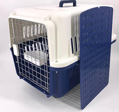 YES4PETS Navy XXL Dog Puppy Cat Crate Pet Carrier Cage W Tray, Bowl & Removable Wheels-0