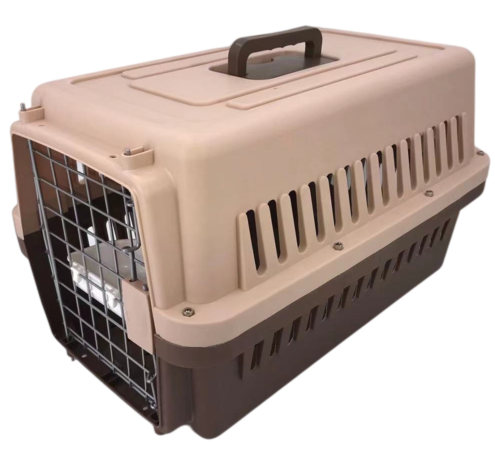 YES4PETS New Medium Dog Cat Rabbit Crate Pet Carrier Cage With Bowl & Tray Brown-0