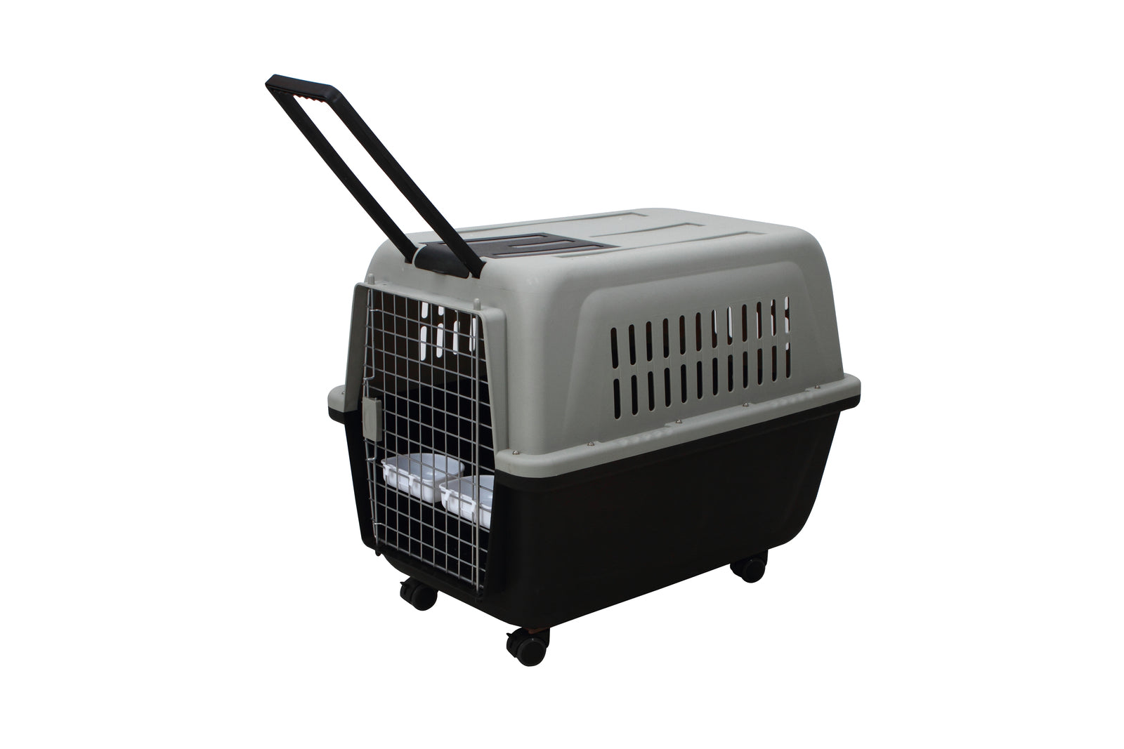 YES4PETS Large Plastic Kennels Pet Carrier Dog Cat Cage Crate With Handle and Wheel Black-0