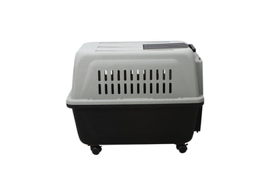 YES4PETS Large Plastic Kennels Pet Carrier Dog Cat Cage Crate With Handle and Wheel Black-1