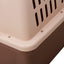 YES4PETS Large Plastic Kennels Pet Carrier Dog Cat Cage Crate With Handle and Wheel Brown-3