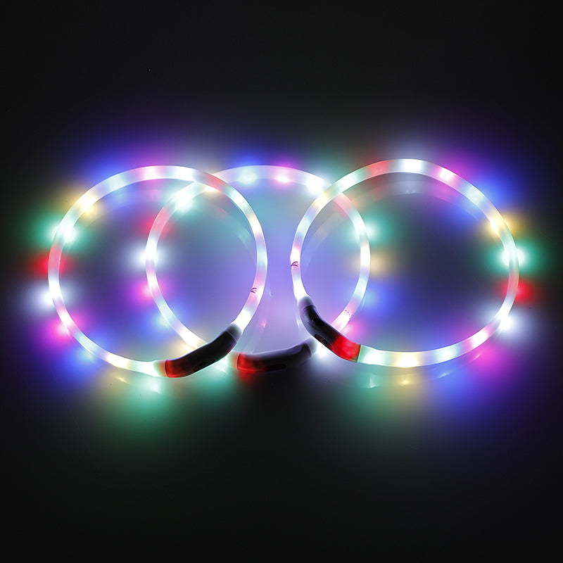 YES4PETS Medium 55CM LED Dog Collar USB Rechargeable Night Glow Flashing Light Up Safety Pet Collars-0