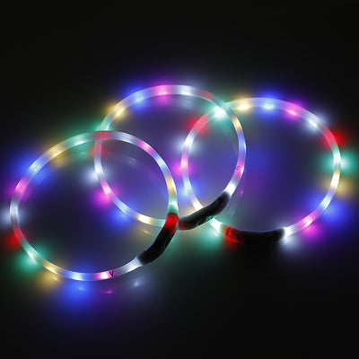 YES4PETS Medium 55CM LED Dog Collar USB Rechargeable Night Glow Flashing Light Up Safety Pet Collars-1