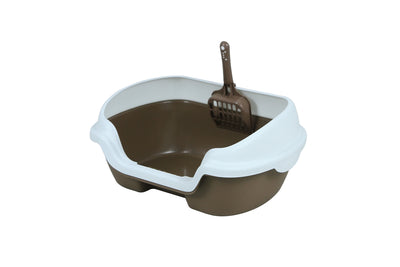 YES4PETS Small Portable Cat Kitten Rabbit Toilet Litter Box Tray with Scoop Brown-0