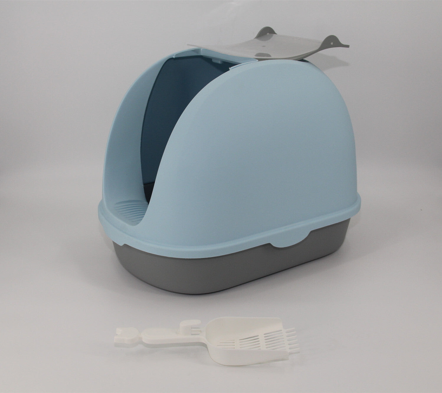 YES4PETS Portable Hooded Cat Toilet Litter Box Tray House with Handle and Scoop Blue-1