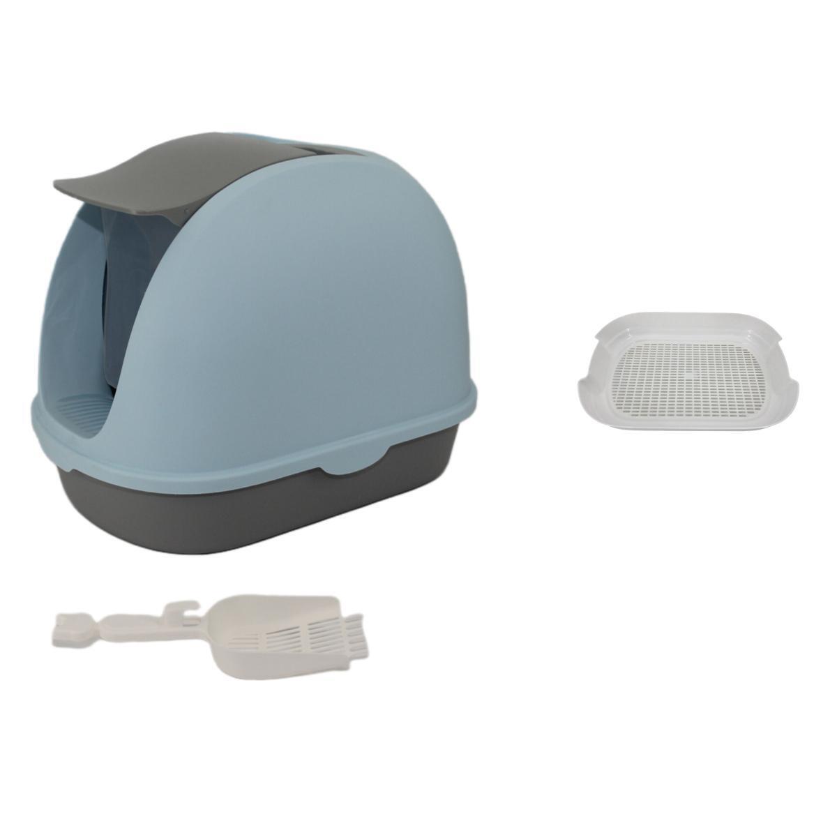 YES4PETS Portable Hooded Cat Toilet Litter Box Tray House with Handle and Scoop Blue-4