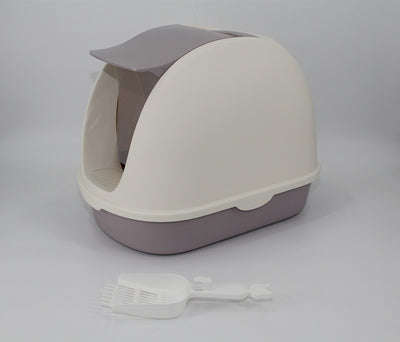 YES4PETS Portable Hooded Cat Toilet Litter Box Tray House with Handle and Scoop White-0