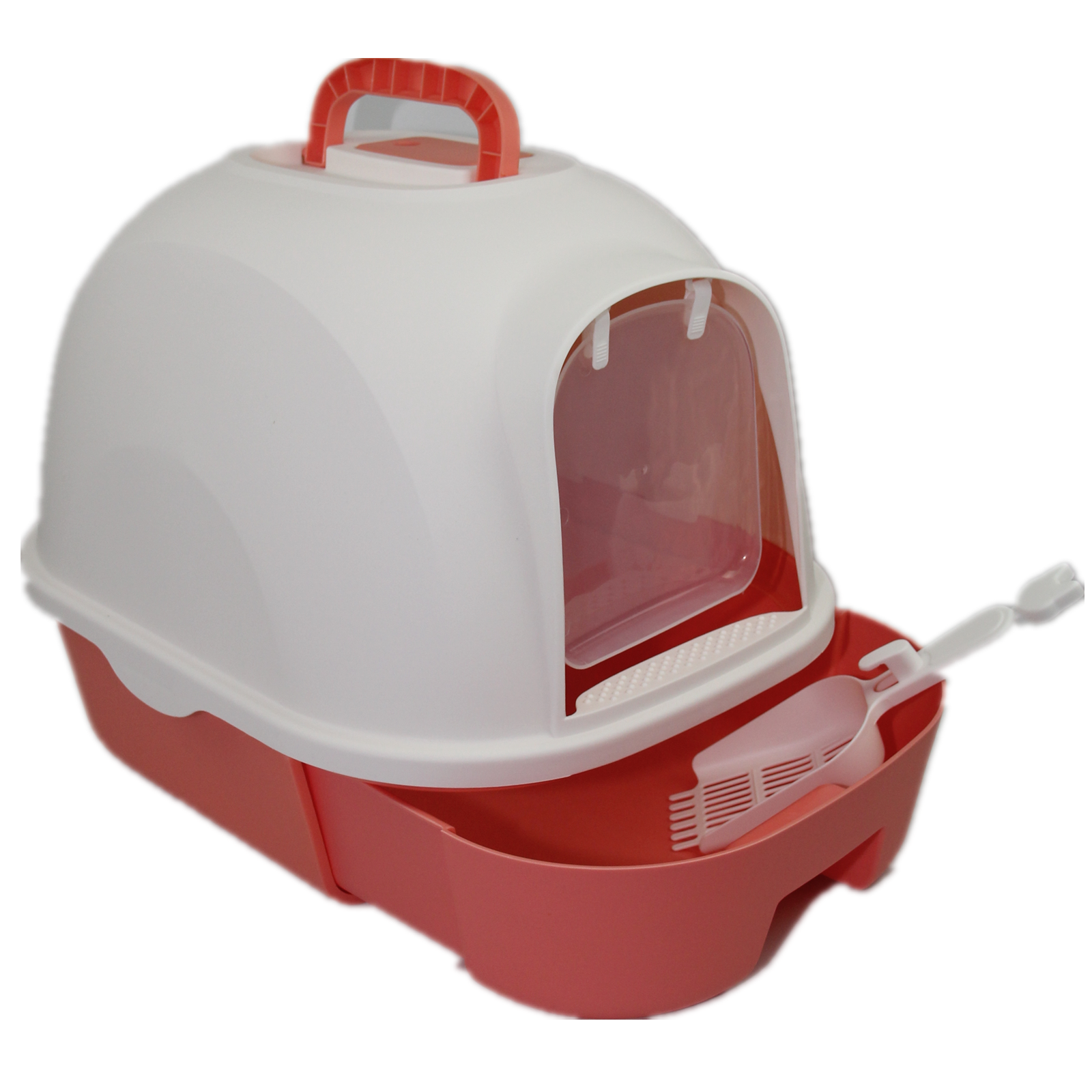 YES4PETS Large Hooded Cat Toilet Litter Box Tray House With Drawer and Scoop Red-0