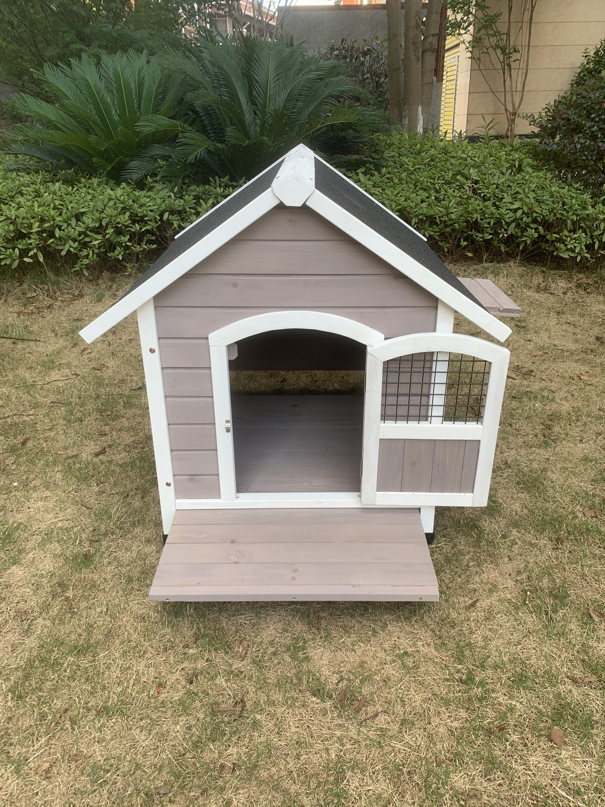 YES4PETS L Timber Pet Dog Kennel House Puppy Wooden Timber Cabin Grey-2