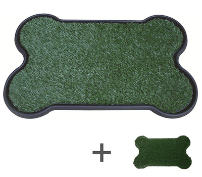 YES4PETS Dog Puppy Toilet Grass Potty Training Mat Loo Pad Bone Shape Indoor with 2 grass-0