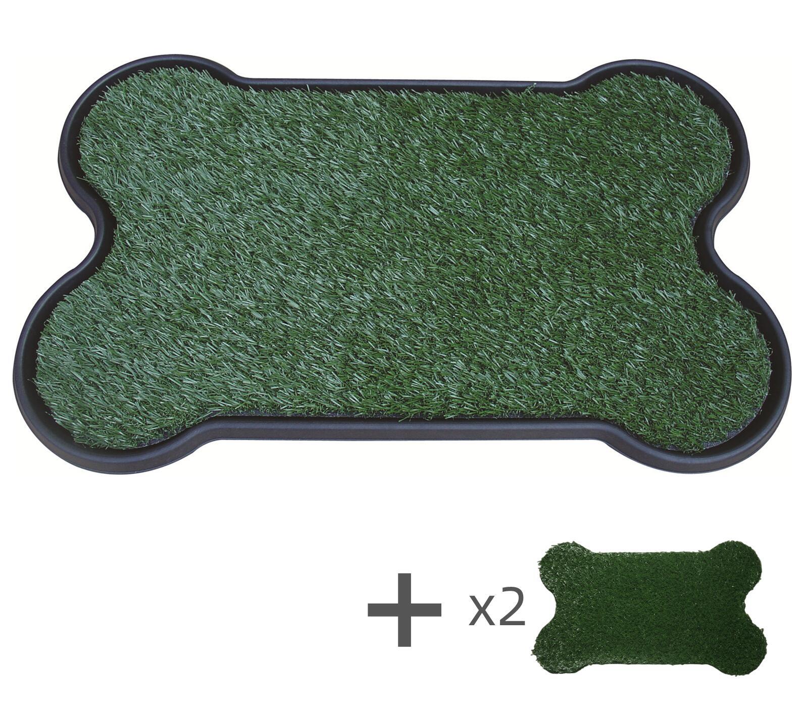 YES4PETS Dog Puppy Toilet Grass Potty Training Mat Loo Pad Bone Shape Indoor with 3 grass-0