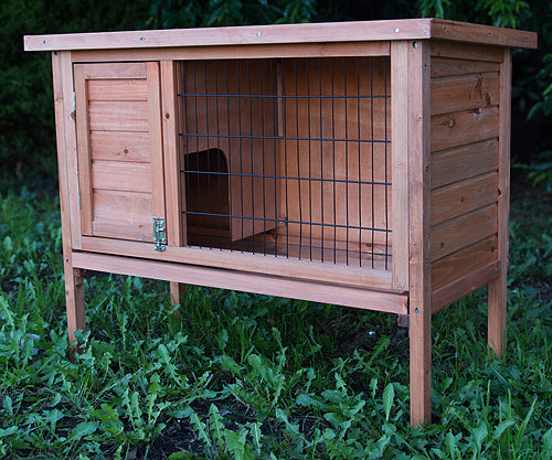 YES4PETS Single Wooden Pet Rabbit Hutch Guinea Pig Cage with Slide out Tray-0