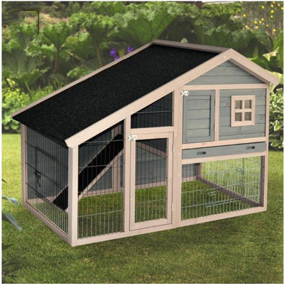 YES4PETS Grey Chicken Coop Rabbit Hutch Ferret Cage Hen Chook House-0