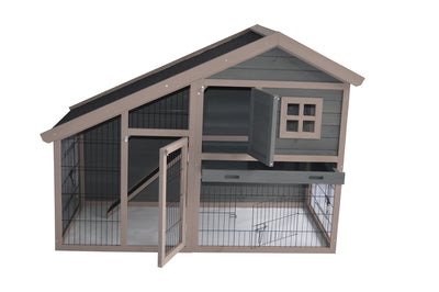 YES4PETS Grey Chicken Coop Rabbit Hutch Ferret Cage Hen Chook House-1